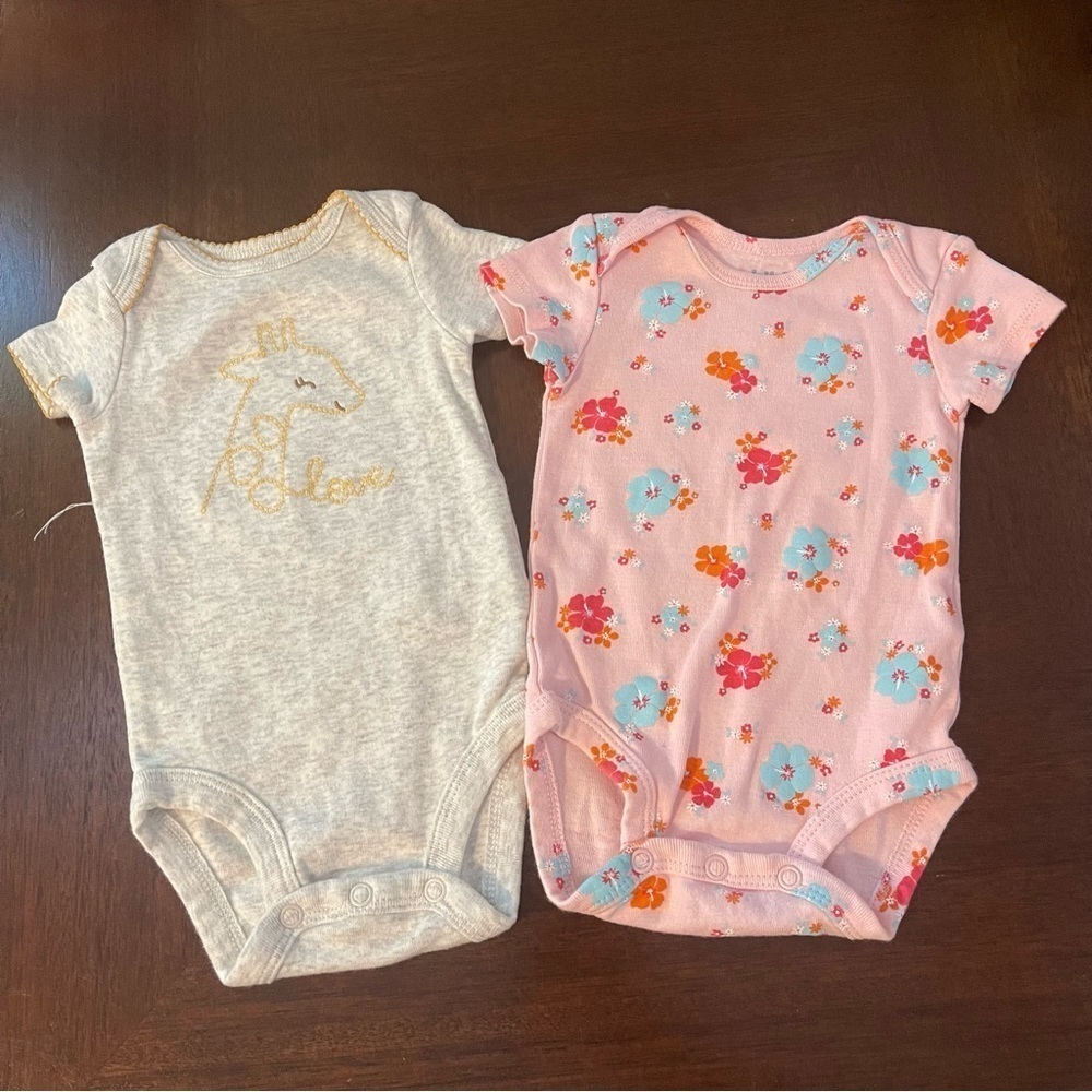 Carter’s: Child of Mine | (2) summer short sleeve onesies | 0-3 month